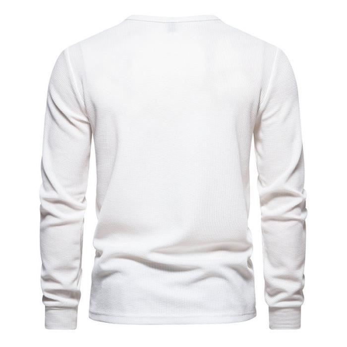 T-shirt henley slim à manches longues - Homme