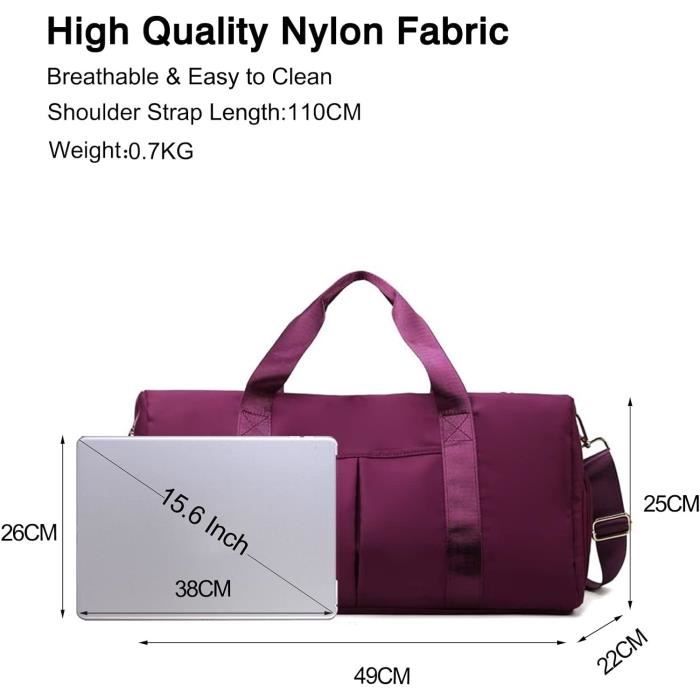 Sac De Voyage Weekend Femme JASLEN - Léger, Spacieux, Compartiments, 51x25x23 Cm, Nylon, Idéal Cabine Et Sport