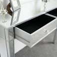 Table console-Coiffeuse Miroir -Table de maquillage- bureau vanité avec 2 tiroirs,105*36*76cm,argenté-3