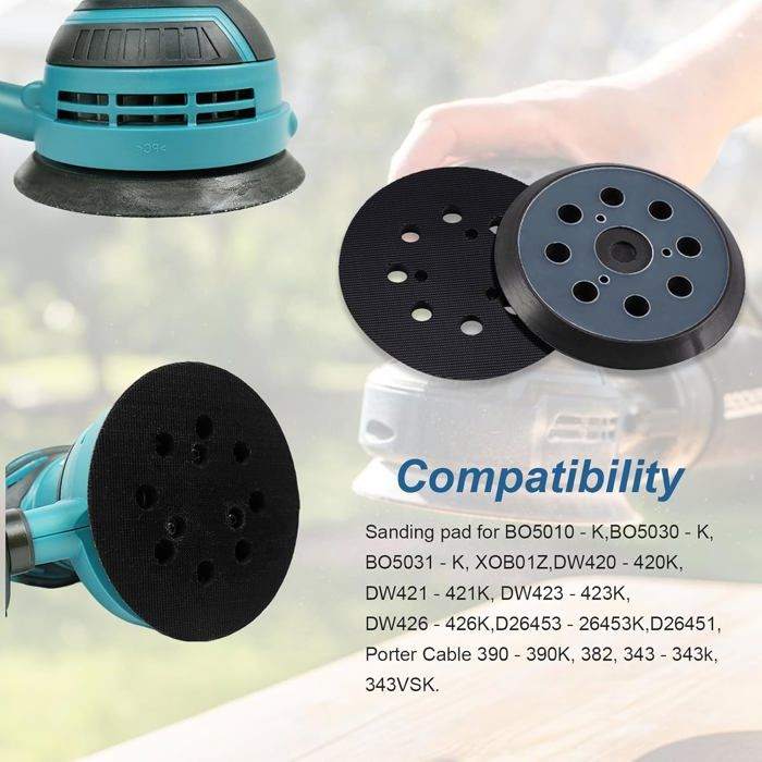 Lot De 2 Patins De Ponçage Velcro 125 Mm - Compatibles Makita BO5012, BO5041, DBO180