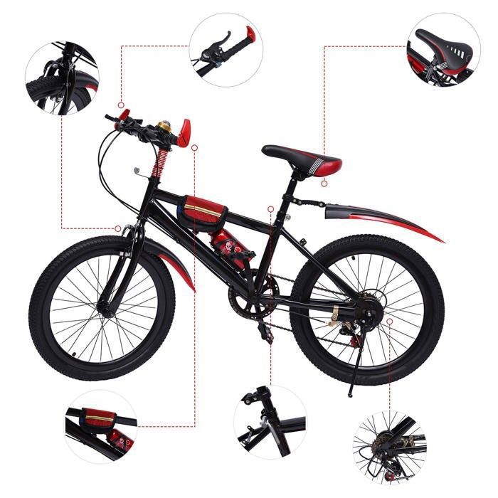 VTT | Velo Enfant 6-9 Ans | Velo 20 Pouces Garcon | capacité de Charge 75kg, céquipé de 7 Vitesses, Freins à Disque, Fourche Avant à Suspension, Vert