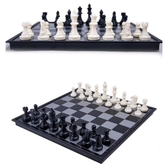 Jeu d'échecs magnétique pliable et magnétique, jeu d'échecs magnétique de voyage pour adultes et échecs pour enfants Noir et blanc 27 x 27 cm Plateau