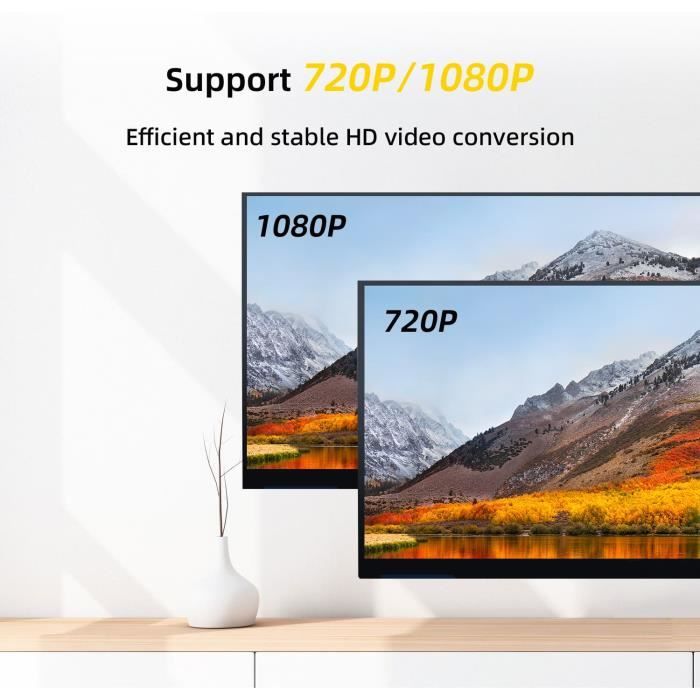 Convertisseur vidéo Péritel vers HDMI HD avec câble HDMI Adaptateur audio  vidéo Full HD 720P/1080P