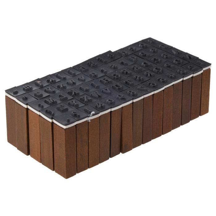 Tampons En Caoutchouc Alphabet Nombre Symbole Coffret En Bois Style D'impression Lettre En Bois 70 Pieces~p126346908