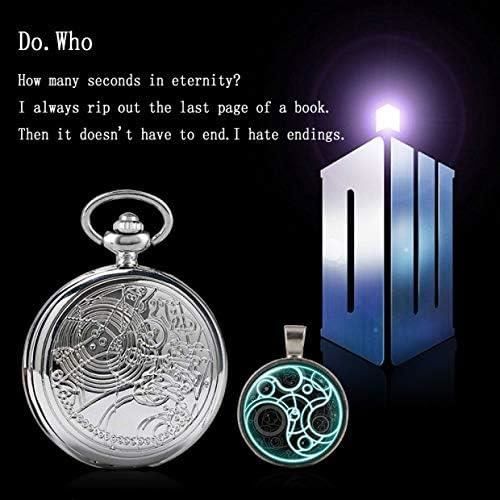 Montre à Gousset Doctor Who En Argent - Avec Pendentif Et Chaîne - Mouvement Quartz - Coffret Cadeau Inclus
