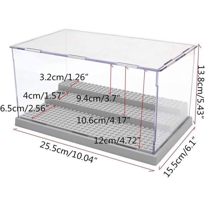 Recogwood Vitrine Acrylique Transparent 15x15x20cm à Assembler - Cube Présentoir Figurines Avec Base Noire