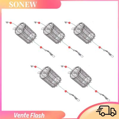 Lot De 5 Cages à Appâts Milisten - Inox, Double Ressort, Pour Pêche En Mer Ou En Rivière