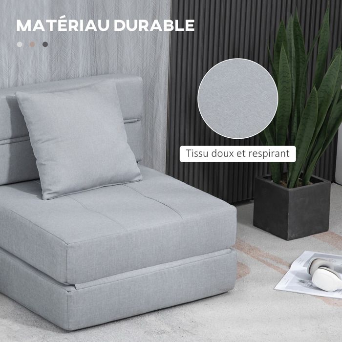 Fauteuil Convertible 1 Place En Polaire Teddy - Se Transforme En Lit D'appoint - Avec Rangement Caché, Couleur Crème