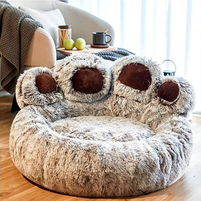 Fluffy Panier Chien Dehoussable, Couverture De Protection Pour Canapé, Tapis En Peluche ​pour Animaux,Housse Amovible Lavable, Idéal Pour Lit, Canapé, Voiture (Brun Clair, S