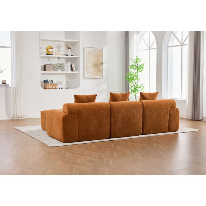 Canapé d’angle modulaire orange en tissu côtelé, 4 modules, sans ...