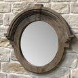 Grand Miroir Ovale œil De Bœuf Miroir Fenetre Bois 105 Cm X 99 Cm