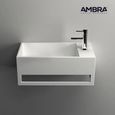 Lave-mains suspendu en Solid surface - Mona D Blanc - Rectangulaire - Ambra-0