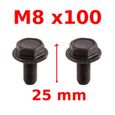 Lot De Vis De Serrage M8x100 Pour Pédalier Vélo - Axe Carré Acier - NOS