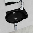 Vasque à trou de trop-plein/robinet céramique pour salle de bain Noir-0