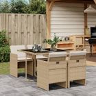 VIDAXL Salon de Jardin-Ensemble à manger de jardin avec coussins 5 pcs Beige poly rotin - Table + 4 Chaises de jardin(600222)DLEB