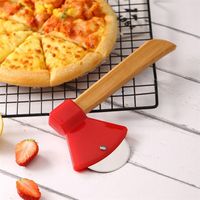 Roue de coupe-pizza en acier inoxydable avec couteau en bambou et rouleau trancheur