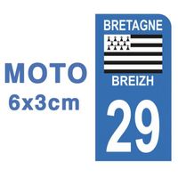 Autocollants Stickers plaque immatriculation scooter moto département 29 Finistère Logo Région Bretagne Breizh Symbol