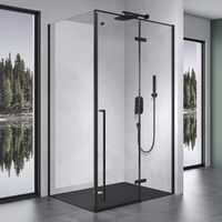 Mai & Mai Cabine de douche noir en angle 90x120cm paroi de douche avec porte pivotante pare douche rectangulaire Rav64N
