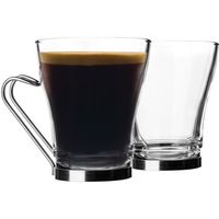Lot 6 Tasses à Café Verre Cappuccino Mug à Thé avec Anse en Métal 220 ml