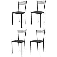 Tommychairs - Set 4 chaises cuisine ELEGANCE, robuste structure en acier peindré en noir et assise en cuir artificiel couleur noir
