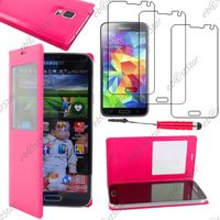 ebestStar ® pour Samsung Galaxy S5 G900F, S5 New G903F Neo - Housse View Portefeuille + Mini Stylet + 3 Film Écran, Couleur Rose