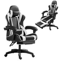 Frixovel Chaise Gaming, Siège de Bureau réglable, Fauteuil Gaming avec Repose-Pieds télescopique (Noir et Blanc)