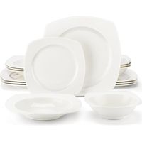 MALACASA Vaisselle Série RAFA, 16 Pièces Service Complet de Table en Porcelaine pour 4 Personnes - Blanc