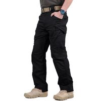 Pantalon Cargo Homme Randonnée Treillis Militaire Homme Tactique Pantalon de Travail Homme avec Poches Multifonctions-noir