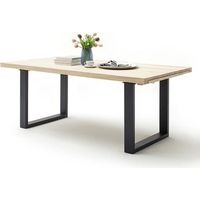 Table à manger extensible en chêne blanchi massif huilé - anthracite - L.180-280 x H.77 x P.100 cm