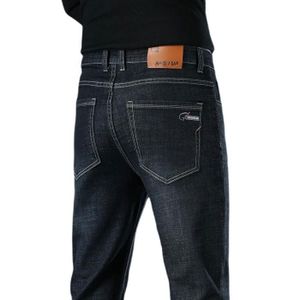 JEANS Jean Homme Coupe droite Taille standard avec 5 poches Effect blanchi Couleur unie Casual-Noir