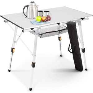 Table Pliante Réglable Floordirekt Saga - 120x60 Cm, Hauteur 52-75 Cm, Résistante Intempéries