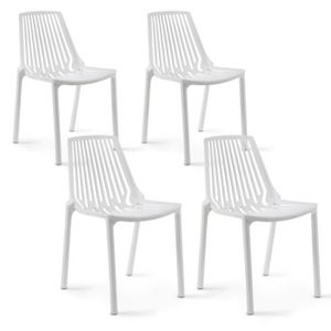 FAUTEUIL JARDIN  Lot de 4 chaises de jardin - Oviala - Blanc - Poly