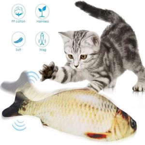 Senneny Jouet électrique pour chat de poisson en mouvement carpe rouge