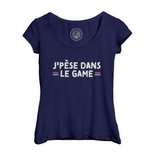 T-SHIRT T-shirt Femme Col Echancré Bleu J'pèse dans le Gam