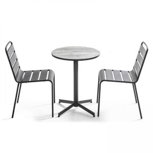 Ensemble table et chaise de jardin Ensemble de jardin table ronde et 2 chaises en mét