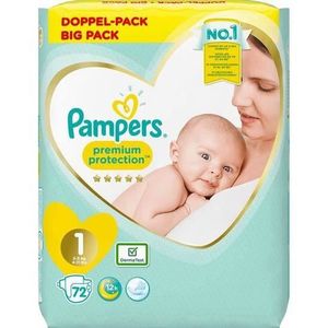 COUCHE LOT DE 3 - PAMPERS - Premium Protection New Baby - Couches taille 1 (2-5 kg) - 72 couches