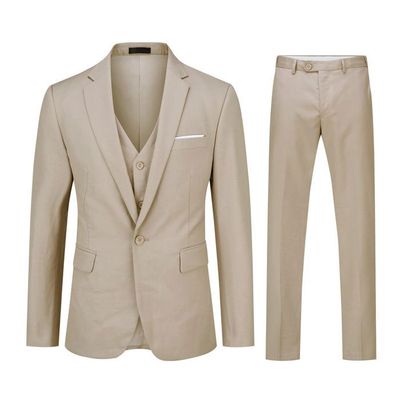 Costume Slim 3 Pièces Homme – Veste, Gilet, Pantalon – Pour Mariage, Affaires, Soirée – Mélange Coton, Coupe Moderne