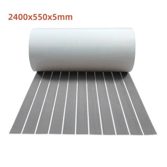 Revêtement De Sol En Teck Synthétique EVA Pour Bateau - 240x90cm, ép.6mm, Gris, Antidérapant, Autocollant, Résistant à L'eau