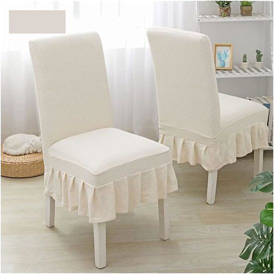 Housses De Chaise Extensibles Blanches - Lot De 6 - Universelles Pour Salle à Manger - Élasthanne Lavable