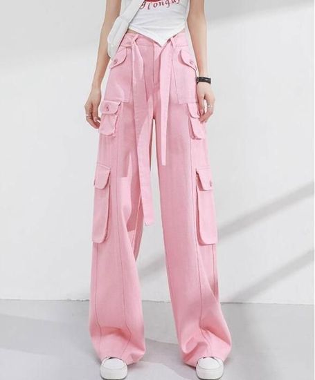 Pantalon Parachute Y2K Femme Cargo Baggy Gothique - Taille élastique, Jambe Droite Légère - Coton/polyester