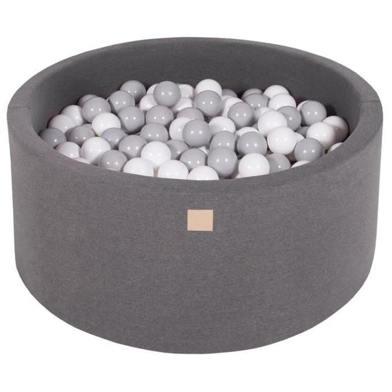 Piscine à Balles Pour Bébé MEOWBABY - 90x40cm, Avec 300 Balles, Housse En Coton Lavable, Gris Clair