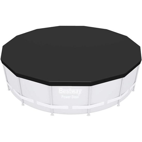 Bâche 4 Saisons Pour Piscine Hors Sol Ronde Diamètre 427 Cm - Noire Résistante Avec Orifices De Drainage