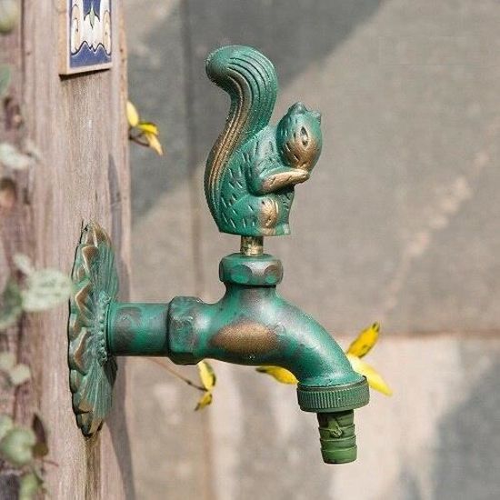 Robinet Extérieur Vintage En Laiton - Pivotant 180° - Montage Murial - Pour Jardin/Cuisine - Finition Rétro