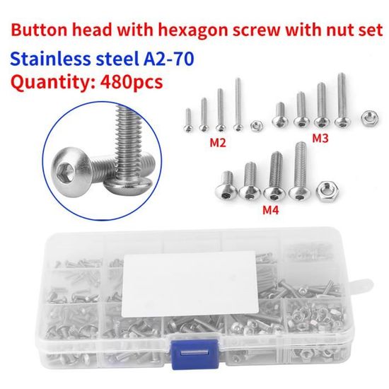 Kit De Vis 210pcs, Kit De Boulons Et écrous Durables Faciles à