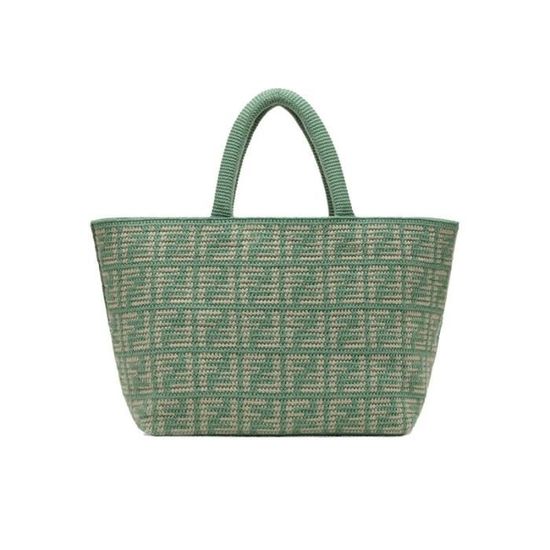 Grand Sac à Main Francesco Biasia - Tote Bag Vert Multicolore, Occasion Avec Petits Fils Tirés