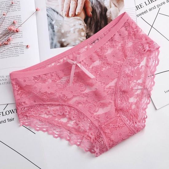 Slip femme dentelle shop rose
