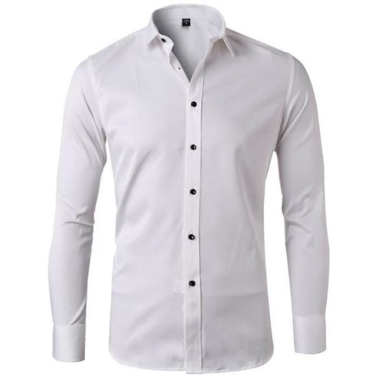 Chemise Homme Manches Longues Fibre De Bambou HISDERN - Coupe Régulière Business Décontractée Sans Repassage S-4XL