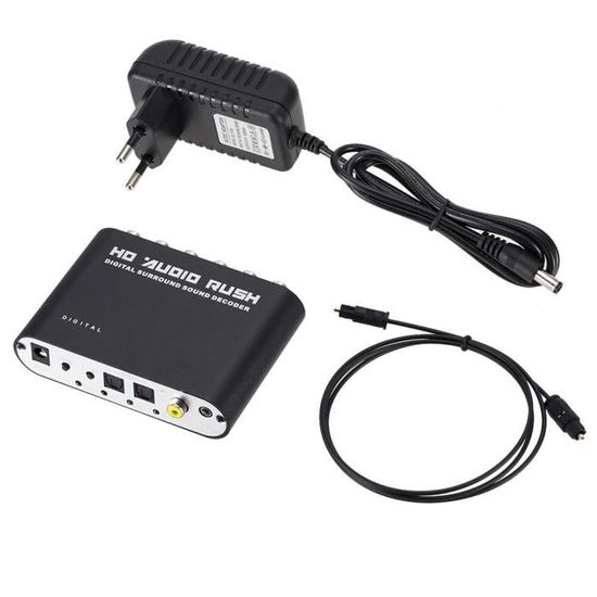 Câbles et connectiques,Décodeur Audio numérique-analogique 5.1 CH,SPDIF  Coaxial vers RCA DTS AC3,amplificateur - EU Plug[E82] - Cdiscount TV Son  Photo