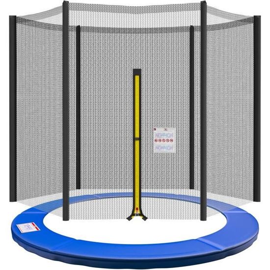 Coussin De Protection Trampoline 244/305 Cm – Rembordage Sécurité UV Résistant, Anti-Déchirure Bleu Pour Enfants