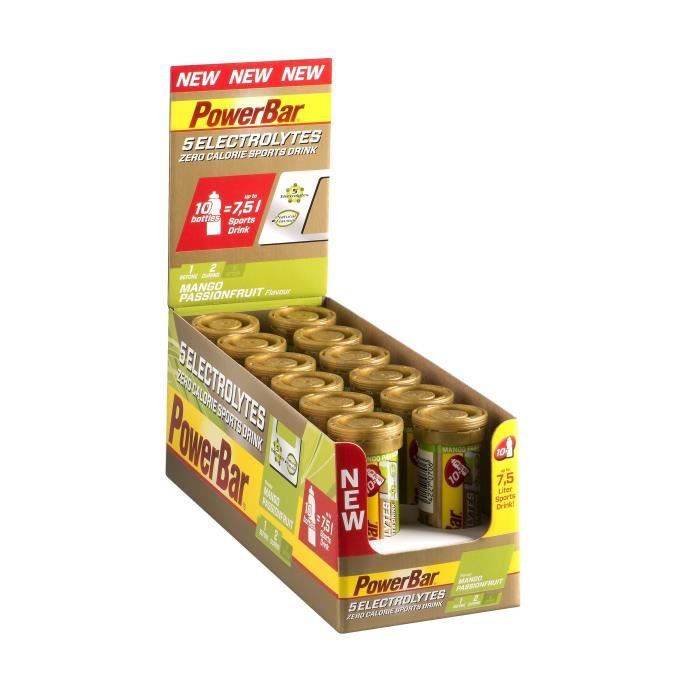 POWERBAR Boisson sport 5 Electrolytes - Zéro calorie - Mangue fruits de passion - 12 x 10 comprimés